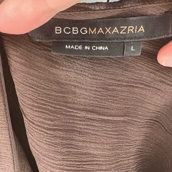 BCBG Max Azria Brown Beaded Silk Flowy Spaghetti Strap Top Size L - Picture 7 of 8